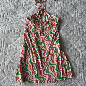 zara 70’s groovy print mini dress size small